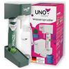SodaTASTE UNO - Gassatore d'acqua modulare e senza elettricità, compatibile con tutti i cilindri di CO₂ con filettatura a vite standard, set con bottiglia d'acqua da 1 litro e cilindro di CO₂ (Classic/Aroma) e