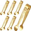 Xinjoduz 6 mini pinze da cucina da 11 cm per servire cibo, piccole pinze in metallo dorato per cubetti di zucchero a forma di rosa, in acciaio inox, piccoli utensili per buffet, feste, antipasti, ghiaccio