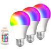 WANGPEI Lampadina LED E27 RGB Colorata,15W Lampada a Vite Edison Dimmerabile Cambia Colore con Telecomando IR,Luci D'atmosfera a 16 Colori per Casa,Feste,Bar,Luci per Effetti Scenici ecc.3 Confezioni