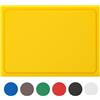 Muvell Tagliere stabile in plastica, giallo, 45 x 30 x 2 cm, lavabile in lavastoviglie, extra spesso, delicato sui coltelli, colori e dimensioni a scelta, tagliere da cucina con scanalatura per il