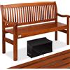 KESSER® Panca da giardino in legno resistente alle intemperie, 150 cm, 3-4 posti, per esterni, balcone in legno massiccio, portata 320 kg, per giardino, terrazza e balcone, con copertura, marrone