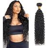Tuheerst 34 Inch Water Wave Human Hair Bundles Natural Black Menschliches Haar Extension Capelli Human Hair Extensions Minimal Shedding Double Weft Remy Hair 1 Bundle Total 100g