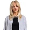 RANYAKE Parrucca Donna Lunga con Frangia,Parrucche di Capelli Sintetici,Dritto Biondo Parrucche,Parrucc Lunga 50 cm Fino Alle Spalle,per l'uso Quotidiano,Occasioni Formali