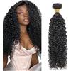 Tuheerst 34 Inch Kinky Curly Human Hair Bundles Natural Black Menschliches Haar Extension Capelli Human Hair Extensions Minimal Shedding Double Weft Remy Hair 1 Bundle Total 100g
