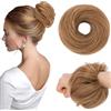 MY-LADY Chignon Finto per Capelli Veri- Cerchio Elastico Dritto Marrone Chiaro - Facile Updo Naturale per Donne Ragazze 25g Liscio