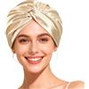 Bodiiwuliu Cuffia in Seta per Dormire, 100% Seta di Gelso Cappello da Notte per Cura dei Capelli, 22 Momme Doppio Strato per Donna per Capelli Lunghi o Ricci, Giorno e Notte(Khaki)