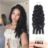 Renyarch Miracle Burmese Curly Mini Knots Crochet Human Hair - Extension Capelli Veri Pre-Separati per Donne Nere, 2 pezzi 50g Crochet Braids Water Wave Nodi Invisible Knotless, 24 pollici 1B#