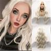 SERENEWIG 60# White Blonde Long Hair Synthetic Lace Front Wigs for Women Natural Blonde Wigs Loose/Water Wave Festival Daily Cosplay Party Middle Part