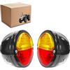 Bajato Paio Di Posteriore Luci Coda Luci Assemblaggio I Nero Corpo Nero Anello Rosso/Ambra Lenti Con 12v Lampadine Adatte per Jeep Willys Massey Ferguson & John Deere Trattori