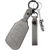 Rondrive Custodia per chiave in pelle, stile retrò, adatta per Dr 1.0 EV 2023-2026, accessorio per chiave auto per Chery EQ1 Ant QQ Ice Cream, cucito a mano, 3 pulsanti, grigio
