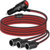 GELRHONR 12V Auto Accendisigari Splitter con interruttore on/off, Cavo di Prolunga per Accendisigari da 1 a 3, cavo di prolunga Accendisigari maschio a femmina con Fusibile da 15A-1M/3.3Ft