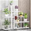 Garvee Porta Piante da Interno ed Esterno, Scaffale per Piante in Ferro per Vasi, Supporto Fiori con Ruote, Espositore Piante Salvaspazio per Soggiorno, Balcone e Giardino (6 Livelli (Bianco))