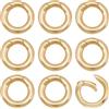 Beebeecraft 1 Scatola da 10 Pezzi Anello A Molla Piccolo da 12mm in Ottone Placcato Oro 18K Chiusura Rotonda per Accorciamento Collana Connettore per Potenziamento Fermagli A O per La Creazione di
