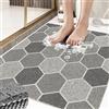 Surwin Tappetino da Doccia Antiscivolo, Modelli di Piastrelle Tappetino da Bagno in Luffa PVC Morbida Tappeto Antiscivolo con Scarico Lavabile Asciugatura Rapida Doccia (Grigio Chiaro,60x90cm)