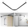 ZYXBH Bastone Tenda Doccia Angolare A Pressione Ad L Non Forata Asta per Tenda Doccia, Asta per Tenda da Doccia Estensibile Acciaio Inox Palo Telescopico Barra di Tensione per Bagno70 to 95cm x 70 to 95cm