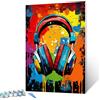 Tucocoo Kit di pittura con i numeri, motivo: cuffie graffiti, tela da 40,6 x 50,8 cm, pittura a olio colorata fai da te per adulti con pennelli e pigmenti acrilici, immagine artistica di Music Banksy