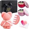 TaimeiMao Candela Profumata Set Regalo con Asciugamano, Pettine, Biglietto Auguri, Confezione Regalo, Cera Soia Candele Aromaterapia Cofanetto Regalo Donna San Valentino, Regali Natale per Fidanzata, Moglie