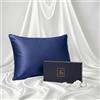 Ferò Federa Seta Cuscino 50x80 cm, 100% Naturale Silk di Gelso, 22 Momme Grado 6A, Certificata OEKO-TEX, Federa di Lusso Ipoallergenica per Capelli e Pelle, Perfetta Idea Regalo, Blu