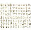 VYZUTR 100 Pezzi Ciondoli Misti Bigiotteria Charm Antico Argento Ciondoli Antico Ciondolo in Argento Charms per Orecchini Bracciale Collane Ornamenti Artigianali, Oro-C