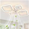 QINGYING Reversibile Ventilatore Da Soffitto Con Luce E Telecomando, Moderno Lampadario Ventilatore LED Dimmerabile, Silenzioso 6 Velocità Plafoniera Ventilatore, Per Camera Da Letto Soggiorno-White