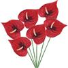 PATIKIL 13 Fiori Artificiali Di Anturio, 6 Pezzi Fiori Permanenti Composizioni Floreali Bouquet Per Decorazione Della Casa Matrimonio Feste Party, Nero Rosso
