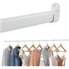 Poskena Asta appendiabiti regolabile per interni, ovale, colore bianco, asta per armadio da 25 mm, asta di serraggio da 43 - 221 cm