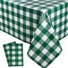 DIELOVEHUA 2 Pezzi Tovaglia Compleanno, Tovaglie a Quadri Verde Scuro, Tovaglia Rettangolare, Tovaglie Antimacchia Impermeabile 137 x 274cm, per Festa di Compleanno, Tavola di Casa Festa, Picnic