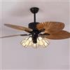 Fruid Ventilatore da soffitto con Telecomando,Ventilatore da soffitto Vintage con 3 luci 5 Pale del Ventilatore in ABS Motore Reversibile Paralume in Vetro 3 velocità(52in(132cm), 5 ligths)