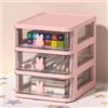 EHOTER Mobile da tavolo con cassetti per archiviazione, organizer per articoli di cancelleria e arte, con adorabile maniglia a forma di coniglio, per ufficio, camera da letto e garage (Rosa, 3 livelli)
