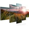 Runa Art - Quadri Alba Paesaggio 200 x 100 cm 5 Pezzi XXL Decorazione Murale Design Rosa Verde 607051b