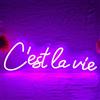 Ulalaza Insegna a LED Insegne al neon francesi Bonjour Luci a led italiane Ciao Lampade da parete decorative notturne Decorazione per feste Luce USB Luminosità regolabile