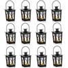Nuptio 12 Pezzi in Metallo Mini Lanterne Decorative in Metallo Portacandele Tealight, Portacandele a Led Tea Light Decorazione Per Feste Di Compleanno Centrotavola Matrimonio, Nero (10 Pezzi + 2 Pezzi)