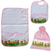 MyVorrei Set Sacco+Asciugamano+Bavaglio Cotone 100% per Asilo | Sacco cm 36x45 Asciugamano cm 35x52 Bavaglio cm 26x35 | Personalizzabile con Nome