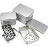 Lytonix 8 Pezzi Scatola Latta in Argento con Coperchio 11,5 x 8,5 x 2,2 cm e 9,5 x 6 x 2 cm, Contenitore Tin Argento, Scatole Rettangolari Vuote in Latta per Conservare Oggetti, Piccoli Oggetti