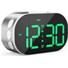 Ayybboo Sveglia Digitale in Alluminio con Numeri Grandi,Snooze,12/24H,Funzionamento a Batteria e USB,per Camera da Letto, Comodino e Viaggio (Argento)