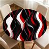 Morbuy Tovaglia Rotonda Antimacchia con Elastico, Tovaglia Impermeabile Rotonda Stile Linea Copritavolo con Bordo Elastico Copri Tavolo per Feste Cucina Soggiorno (Rosso + Nero,70cm)