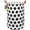 HUNRUNG Laudry Hamper, Large Canvas Fabric Lightweight Storage Basket Toy Organizer Sporty Clothes Collapsible Waterrepeat for College Dorms,Bedroom，Bagno (Roud Football)