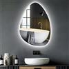 Sararoom 70×50cm Specchio Bagno con Luce, Specchi da parete per bagno Irregolare con orologio, Anti-Fog, Dimmerabile, 3 Colori Luci, Memoria, IP44 Specchio con luci retroilluminate, HD Vetro Temperato