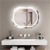 COSTWAY Specchio LED per Bagno 91.5 x 71cm, Specchio Antappannamento con Luce a 3 Colori, Funzione di Memoria Lettura di Tempo e Temperatura, Specchio Ellittico HD Antigraffio, IP44