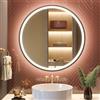 GANPE Specchio con sensore a LED, rotondo, a induzione del corpo umano, illuminato, dimmerabile, anti appannamento, impermeabile IP44, specchio da parete (80_x_80_cm)