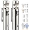 Snovire Posacenere da parete in acciaio inox, posacenere da parete per esterni, con serratura, per terrazza, pub, bar, ufficio, hotel, ristorante (2 pezzi, argento)