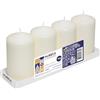Horeca Candles Candele a Colonna Avorio - Ø 8 x 15 cm - Set da 4 Candele Decorative - Lunga Durata 60 Ore - Cero Inodore - Cera di Paraffina