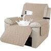 ABZDUNG Copripoltrona Relax Reclinabile 1 Posto, Copri Poltrona con Braccioli, Copripoltrona 1 Posto con Braccioli, Copripoltrone con Fascia Elastica, Copridivano Reclinabile(Beige,72 CM)