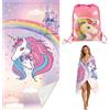 KDFSSIPE Telo Mare In Microfibra Con Unicorno, Telo Mare e Da Bagno Con Laccio, Con Motivo Unicorno,Resistente Alla Sabbia - a Righe Colorate, Ideale Per La Spiaggia e (two purple)
