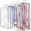 AMFUN 4 Pezzi Copriabiti Antipolvere Trasparenti, Custodie per Abbigliamento, Copertura Vestiti con Cerniera per camicie, costumi, cappotti, Gonne, Giacca (2 * 60X102cm & 2 * 60X153cm)