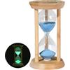 Aezzybe Clessidra 10 minuti con funzione luminosa, mini Timer Bambini blu, vetro borosilicato trasparente ad alto teore, per spazzolini denti bambini, cucina, decorazioni per gioco e gestione tempo