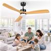 Airwit 152cm Ventilatore Soffitto Grande con Luce e Pale in Legno Massiccio | LED regolabile, telecomando, motore DC silenzioso e reversibile, per ampio soggiorno, terrazzo e spazio esterno