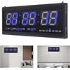 JAYEUW Orologio da parete digitale a LED, grande display con calendario, termometro 12/24H, montaggio a parete/sulla scrivania, alimentazione cablata, soggiorno, ufficio, sveglia (blu)