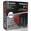 Eurocali Profilo Alluminio per Strisce LED Nero con copertura Professionale Rossa Made in Italy MedusaFlex in Policarbonato - Pacco da 10 pezzi (20m) - 2000 x 17.4 x 7mm - Cover standard nera inclusa