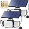 INTELAMP Faretto Led da Esterno Solare, 2 Pezzi 6000mAh Faretti Solari 1200LM 6500K Led Esterno Con Pannello Luci da Esterni Giardino Solari Luce con Sensore di Movimento,Impermeabile, cavo da 2,7M